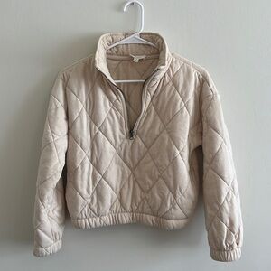 Quilted Cream Cropped Quarter Zip Size XS